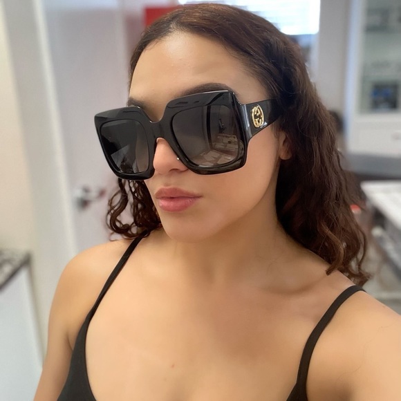 💯- New - Gucci Oversized Black New Ship Same Day Gg0053s Square Sunglasses - Picture 1 of 10